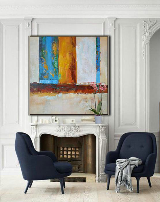 Large Contemporary Art Acrylic Painting,Oversized Contemporary Art,Original Abstract Painting Canvas Art,Red,Yellow,Blue,White.etc